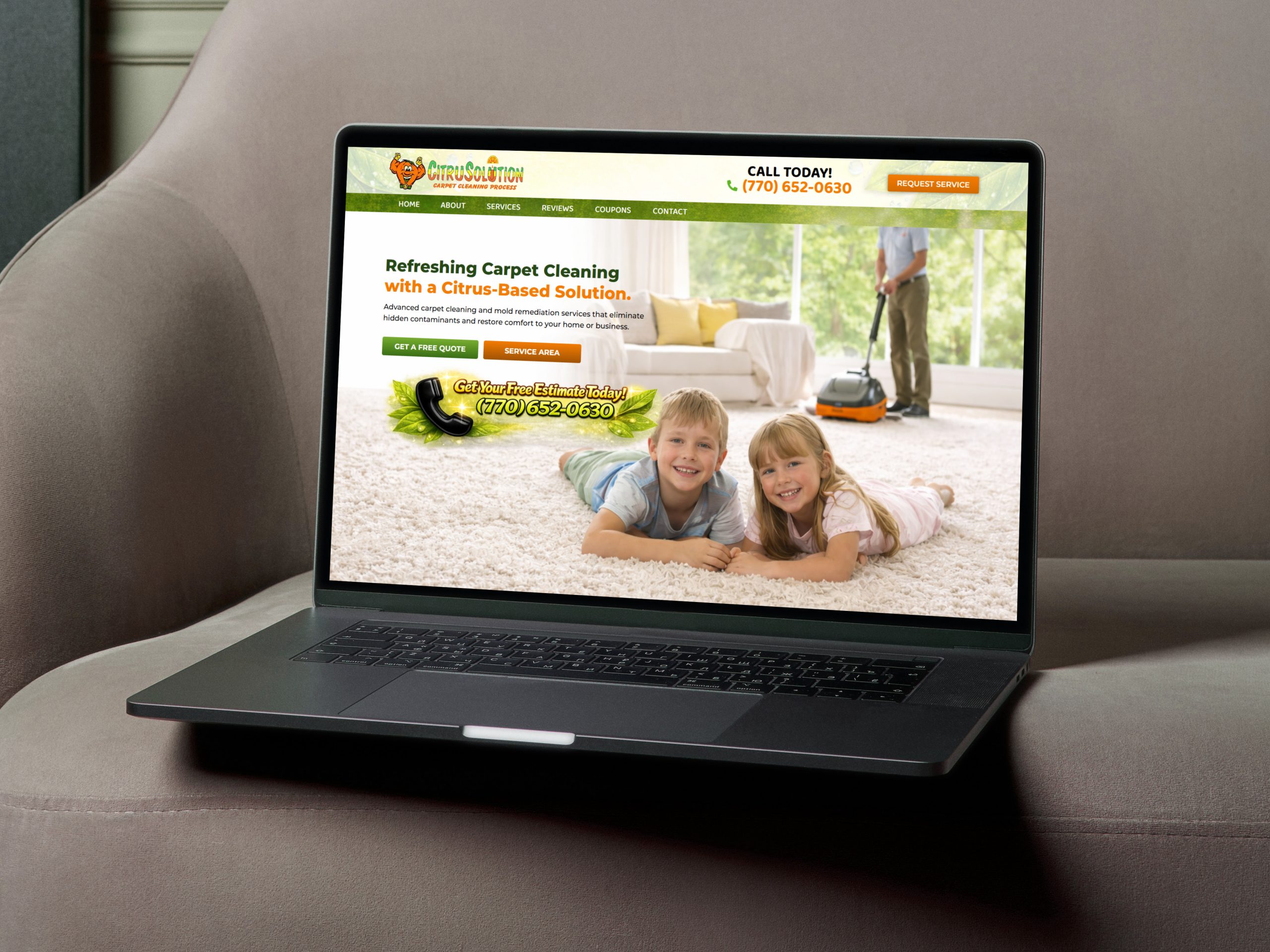 citrusolution carpet cleaning process laptop mockup