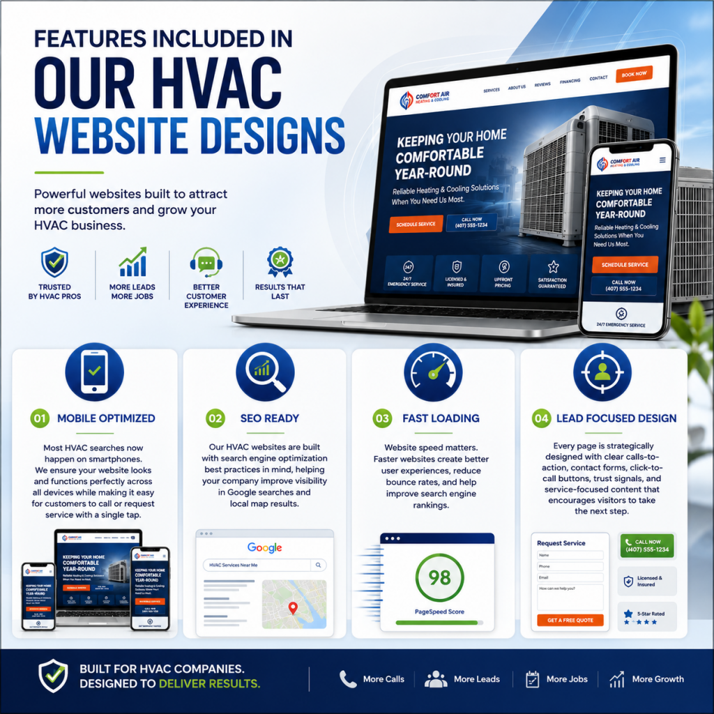 features included in our hvac website designs