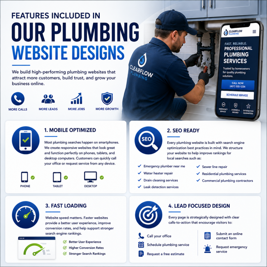 features included in our plumbing website designs