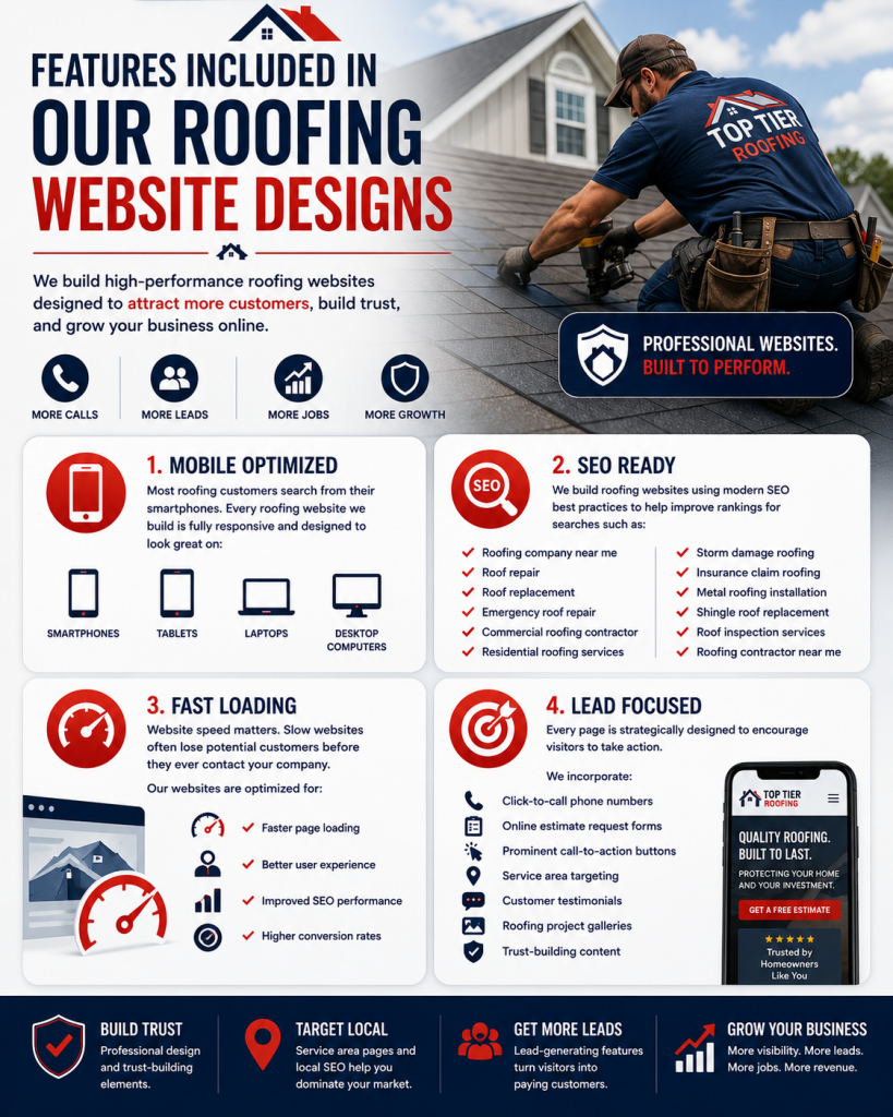 features included in our roofing website designs