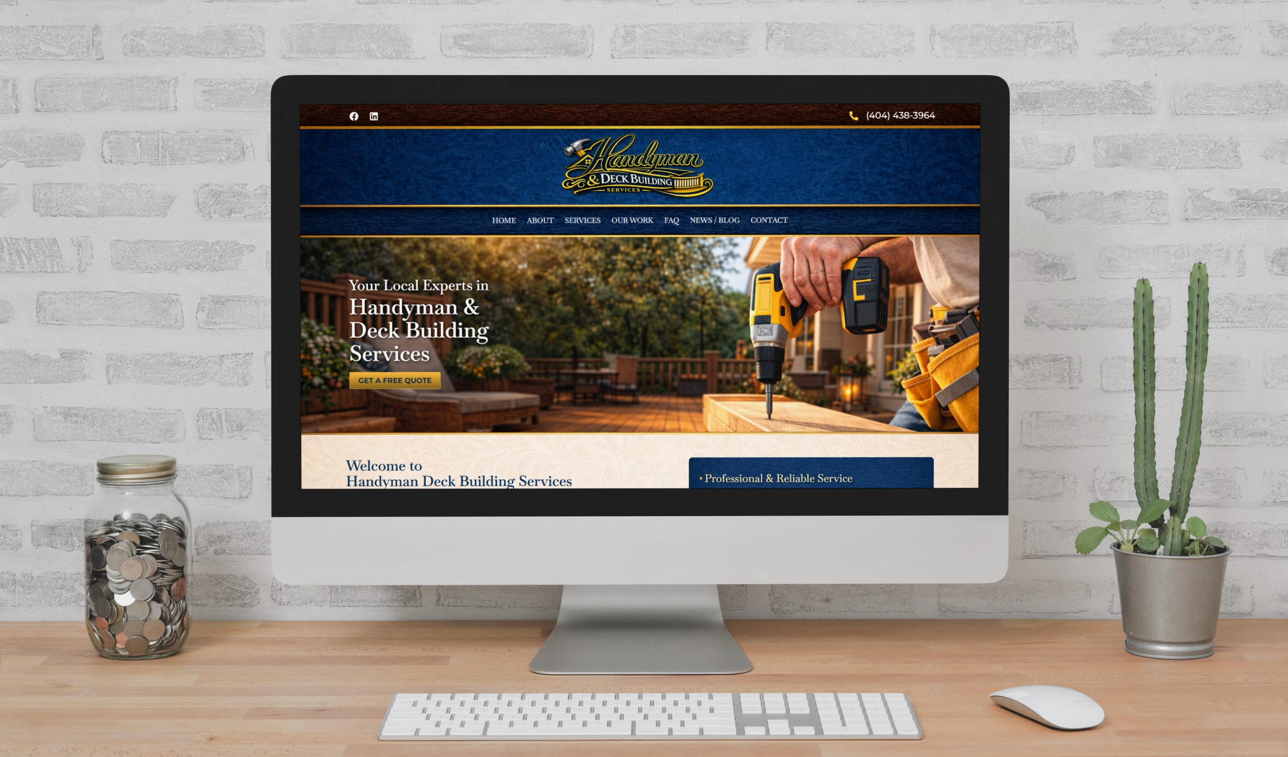 handyman and deck building services desktop mockup