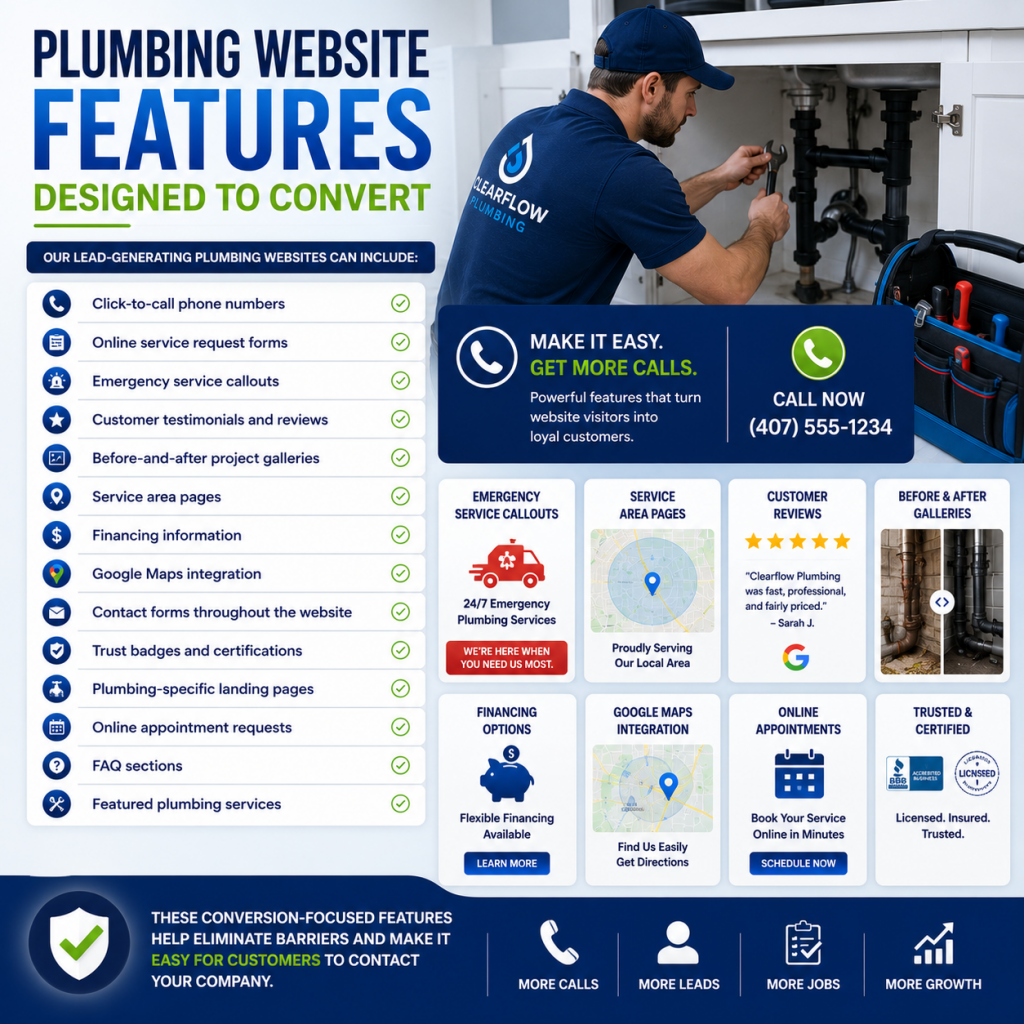 plumbing website features designed to convert