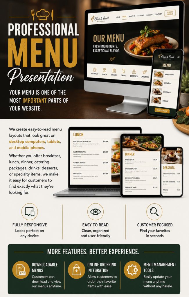 professional menu online